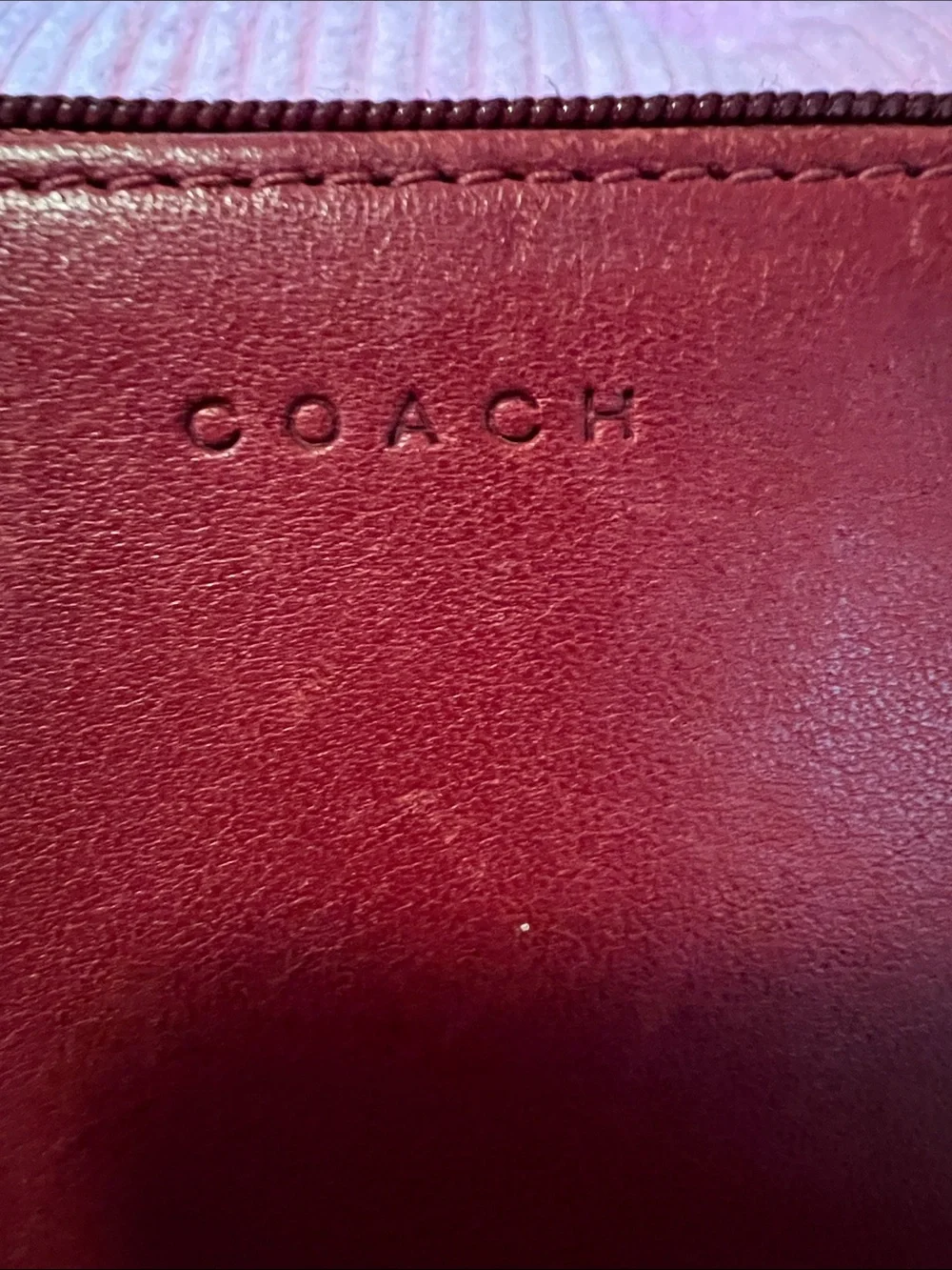 Coach Vintage Red Leather Flat Cosmetic Case